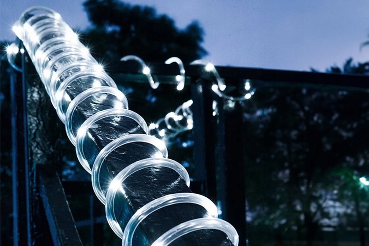 WĄŻ LED ŚWIETLNY ZEWNĘTRZNY TAŚMA ŁAŃCUCH LAMPKI ZIMNE FLASH IP67 230V 50m