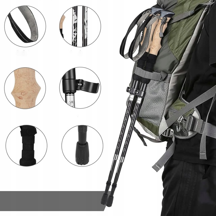 KIJE TREKKINGOWE SKŁADANE KIJKI W GÓRY DO TURYSTYCZNE REGULOWANE ALUMINIOWE