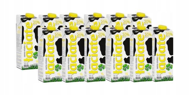 Zestaw 12x Sztuk Mleko UHT Łaciate 2% 1l