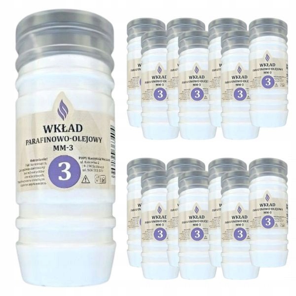 WKŁADY do ZNICZY 3 doby palenia OLEJOWE PAKIET x15