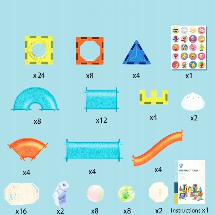 ZESTAW KREATYWNY KLOCKI MAGNETYCZNE DO BUDOWY DOMKÓW ZAMKÓW I ZWIERZĄT