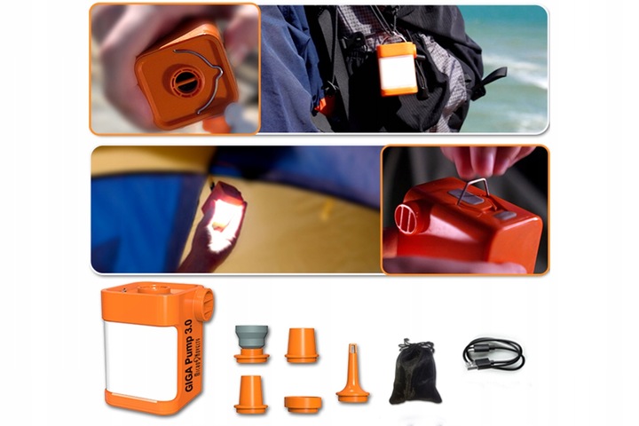 GIGA PUMP 3.0 POMPKA DO MATERCA Z LAMPKĄ 3W1 USB-C do zabawek dmuchanych