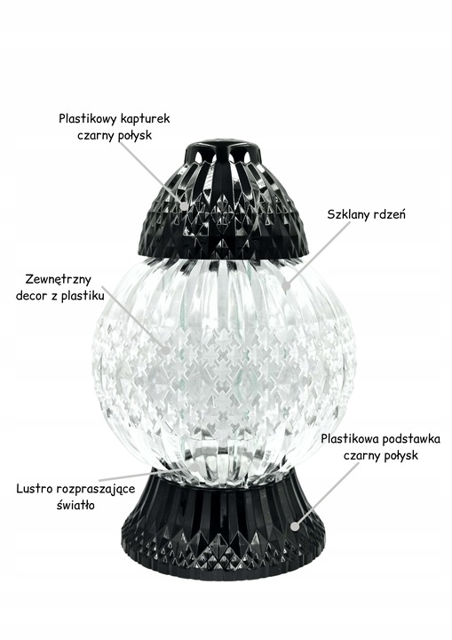 Znicz Glamour Kula Mała Czarny Połysk