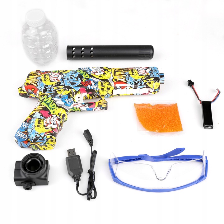 KARABIN PISTOLET AUTOMAT NA KULKI ŻELOWE WODNE ORBEZZ 7-8 MM GLOCK GRAFFITI