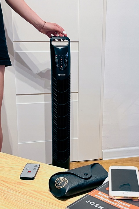 Wentylator Wiatrak Kolumnowy Obrotowy + PILOT Revento Zephyr Black Czarny