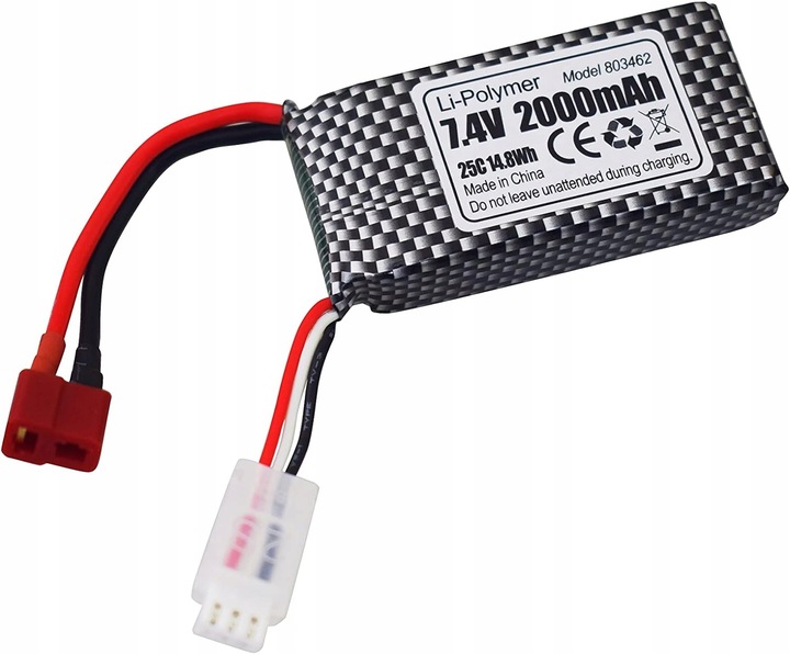 2 szt. Baterie LiPo 7.4 V 2000 mAh wtyczka T do modeli RC 9200, 9200E, 200E