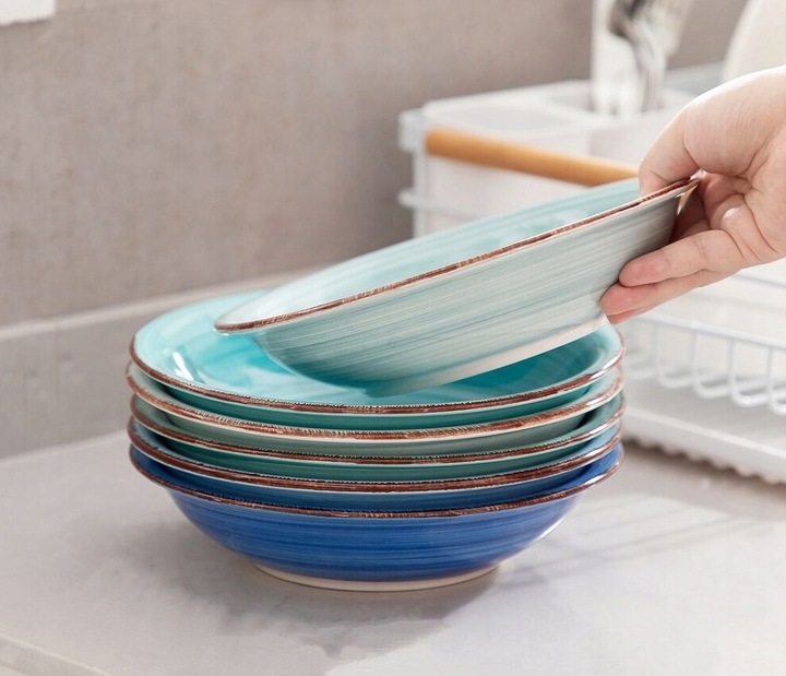 Serwis obiadowy na 6 osób zestaw talerzy ceramicznych AZURE AURA 6 os 18 el