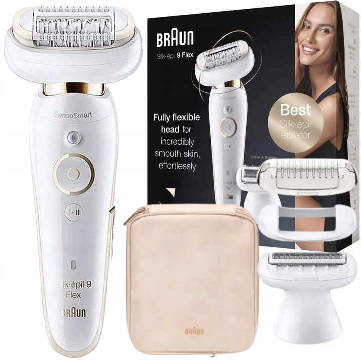 DEPILATOR BRAUN SILK-epil 9 FLEX RUCHOMA GŁOWICA 3D + 3 NASADKI + ETUI