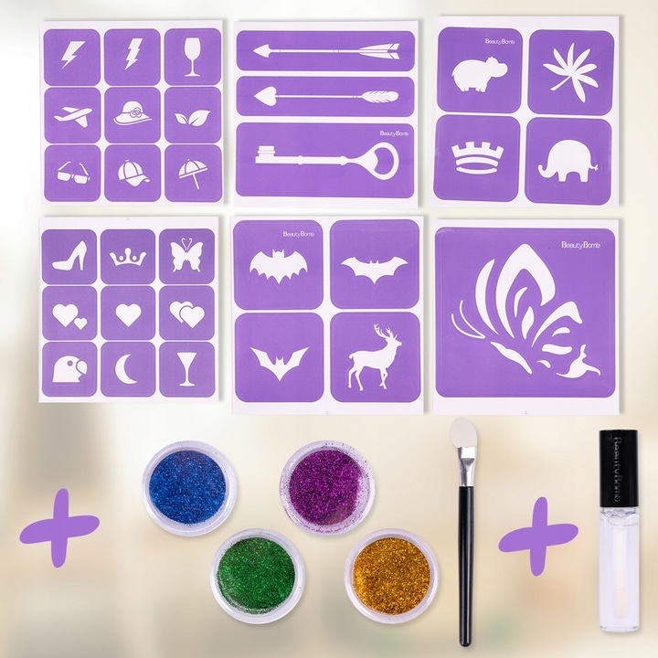 ZESTAW DO ROBIENIA TATUAŻY DUŻY BROKATOWE TATUAŻE ZMYWALNE SZABLONY DIY