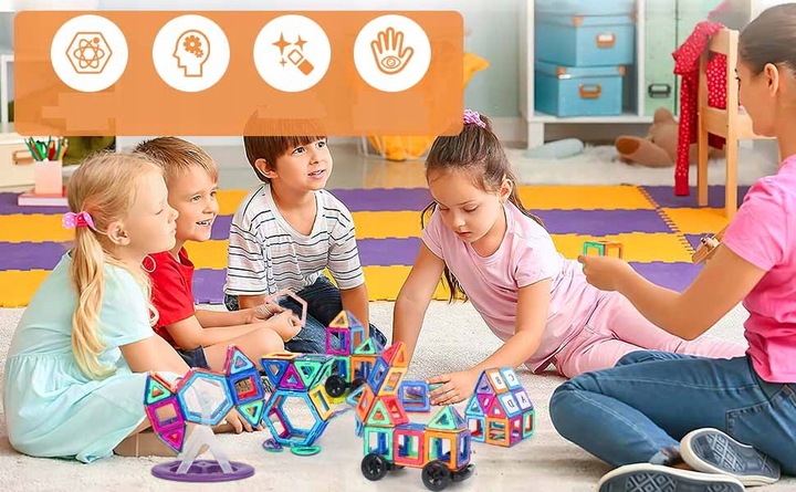 DUŻE KLOCKI MAGNETYCZNE KAFELKI zestaw XXL 174 el Rainbow Magnetic Tiles