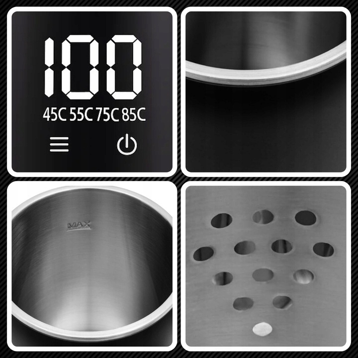 CZAJNIK ELEKTRYCZNY BEZPRZEWODOWY 1,7L 1500W CZARNY REGULACJA TEMPERATURY