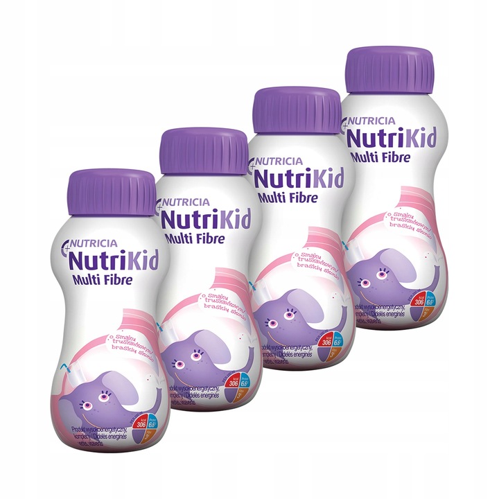 NutriKid Multi Fibre TRUSKAWKA ZESTAW 4x200ml