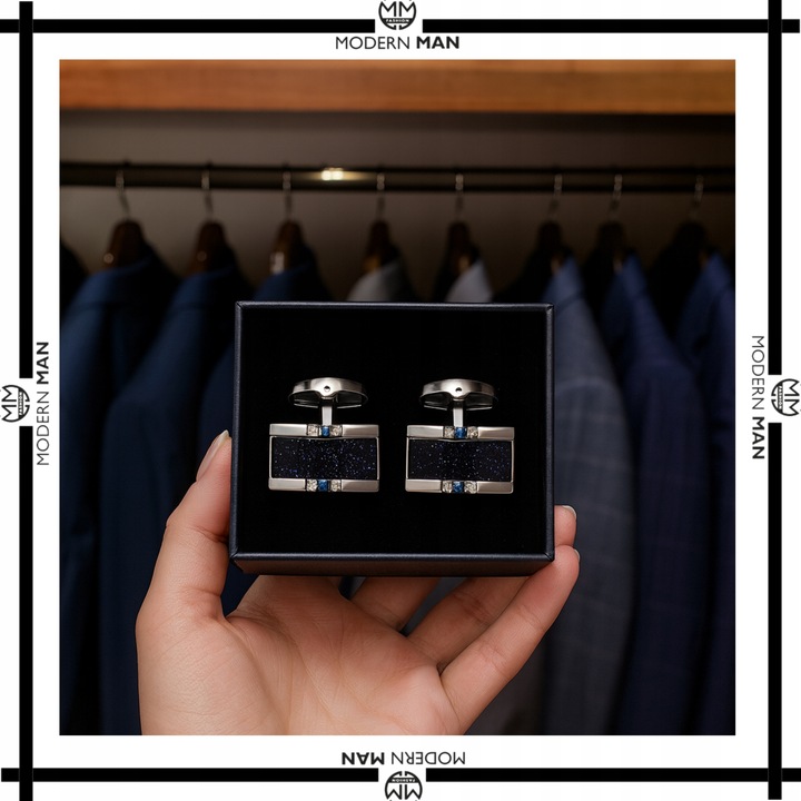 Spinki do Mankietów Eleganckie Spinki do Koszuli+ Pudełko Prezent dla Niego