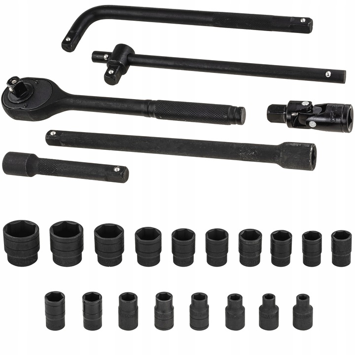 ZESTAW NASADEK UDAROWYCH 8-32MM NASADKI GRZECHOTKA 1/2 UDAR 24EL PRZEDŁUŻKA