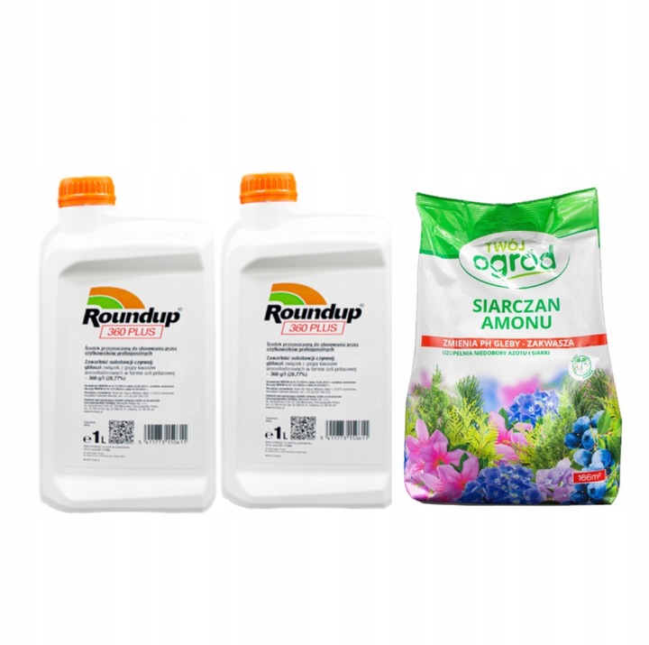 ROUNDUP 360 PLUS 2x1L BAYER + SIARCZAN AMONU 5KG