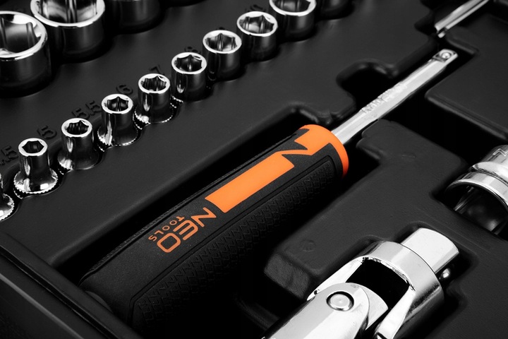 NEO TOOLS Klucze Nasadowe 94 Elementy 1/4, 1/2 CrV Zestaw Narzędzi Walizka