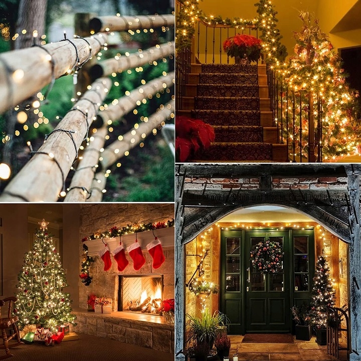 ŚWIATEŁKA LAMPKI LED ZEWNĘTRZNE CHOINKOWE BIAŁE CIEPŁE +FLASH 500LED 27,5