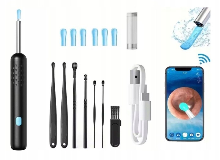 ZESTAW DO USUWANIA WOSKOWINY Z KAMERĄ 8 MEGAPIXELI HD 6 LED ENDOSKOP