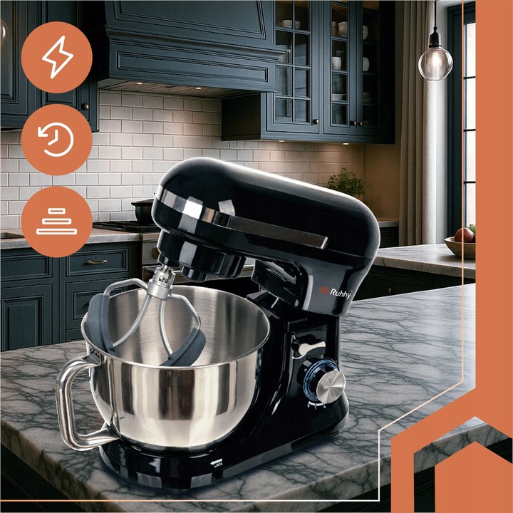 Robot Planetarny Kuchenny RUHHY 4,5L Wielofunkcyjny Mikser do Ciasta CZARNY