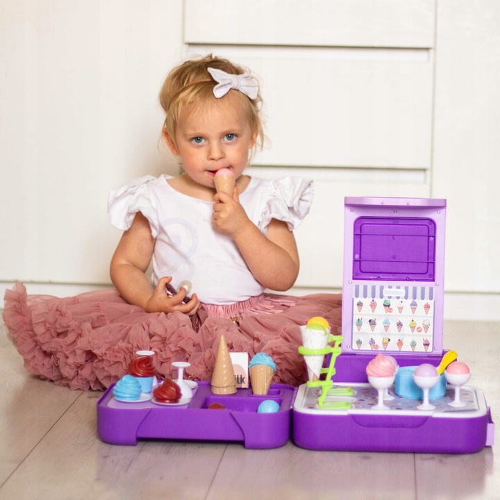 SKLEP LODZIARNIA 3w1 KUCHNIA WALIZKA LODY ZESTAW CUKIERNIA SŁODKOŚCI WOOPIE