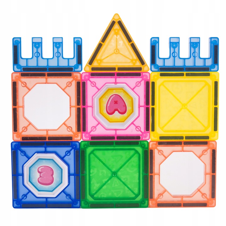 Klocki Magnetyczne 3D Zamek i Pojazdy Duży Zestaw 110 Elementów Edukacyjne