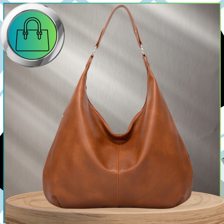 Damska Torebka Skórzana Brązowa Worek Pojemna A4 Duża Na Ramię Pasek Skóra