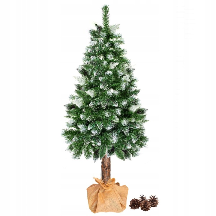 CHOINKA SZTUCZNA 160 CM NA PNIU PIĘKNA SOSNA DIAMENTOWA GĘSTA OŚNIEŻONA