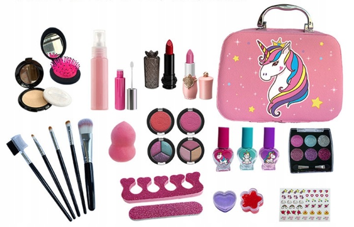 KUFEREK KOSMETYKÓW Zestaw do MAKIJAŻU I PAZNOKCI DLA DZIECI DOMOWE SPA