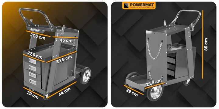 WÓZEK SPAWALNICZY DO SPAWAREK Z PÓŁKĄ NA BUTLE SZUFLADY STABILNY MOBILNY