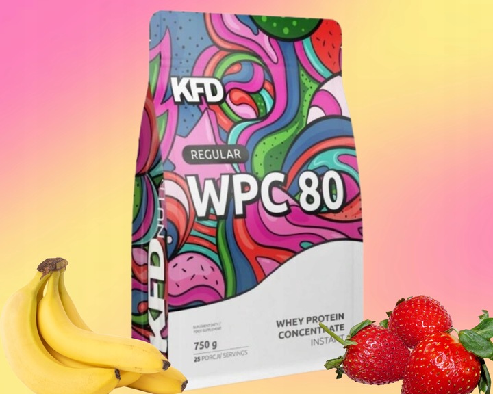 KFD REGULAR WPC 80 BIAŁKO KONCENTRAT BIAŁKA 750g SMAK BANAN-TRUSKAWKA