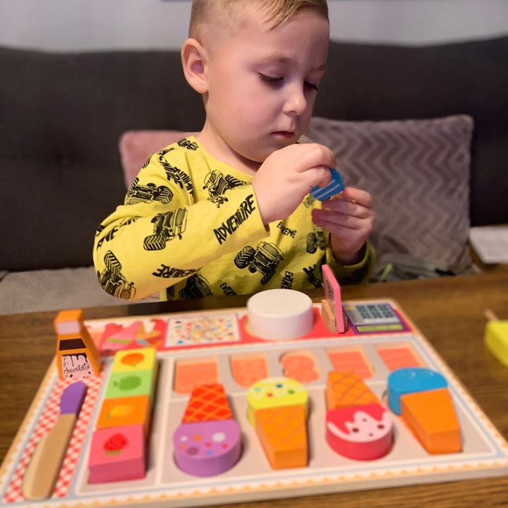 Lodziarnia Drewniana Lody Sklep Zestaw do Robienia Lodów na Rzep dla Dzieci