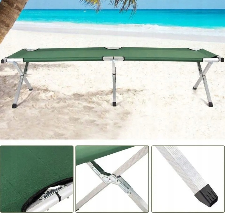 Działkowe Łóżko Polowe Turystyczne Leżak Leżanka XXL Odcień granatu TP190G