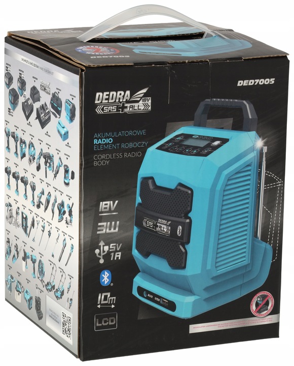 RADIO bluetooth przenośne Głośnik DEDRA SAS+ALL aku 2Ah AUX USB Powerbank