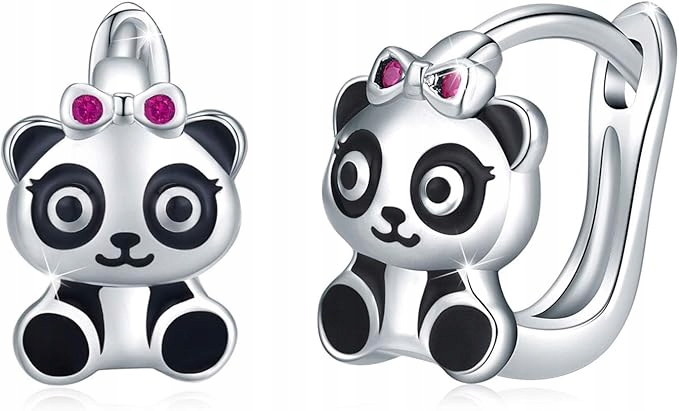 Srebrne kolczyki dla dziewczynki dzieci pandy srebro próba 925