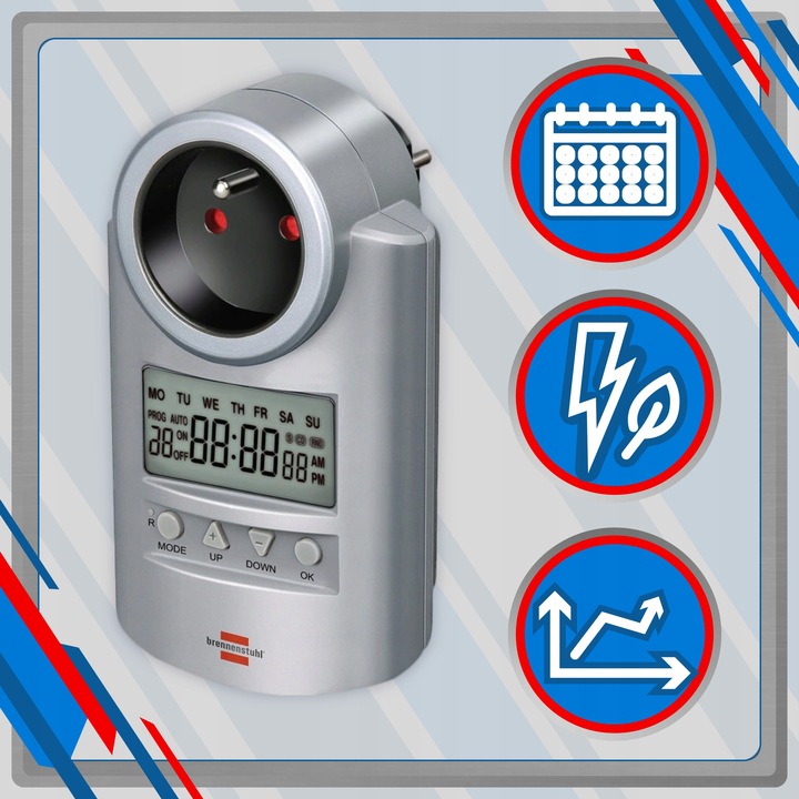ELEKTRONICZNY TIMER PROGRAMATOR CZASOWY LCD 3500W BRENNENSTUHL