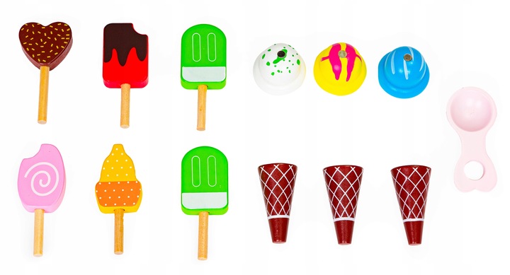 Drewniany Wózek Lodziarnia Stragan Dla Dzieci Sklep Montessori Duży 3w1