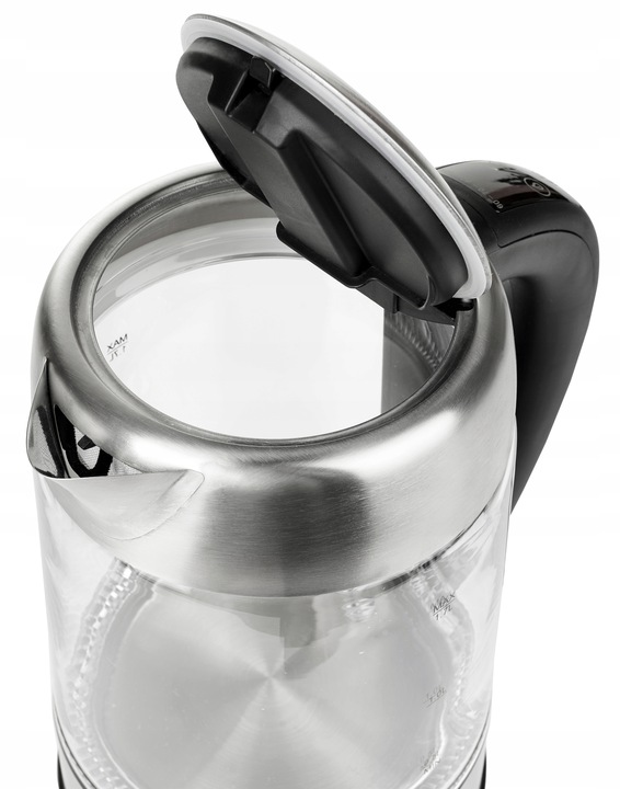 CZAJNIK ELEKTRYCZNY SZKLANY BEZPRZEWODOWY LED 1,7L REGULACJA TEMP 2200