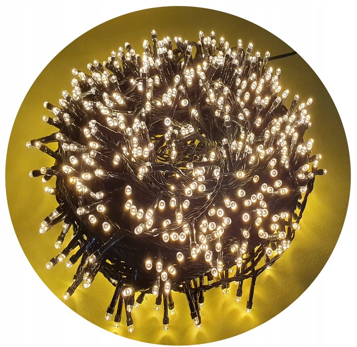 LAMPKI CHOINKOWE 800 LED TIMER NA CHOINKĘ CIEPŁY BIAŁY + FLASH ZIMNY BIAŁY