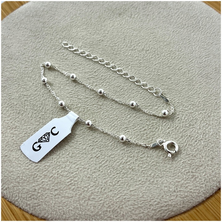 SREBRNY ŁAŃCUSZEK DAMSKI SINGAPUR Z KULECZKAMI REGULOWANY SREBRO PRÓBA 925