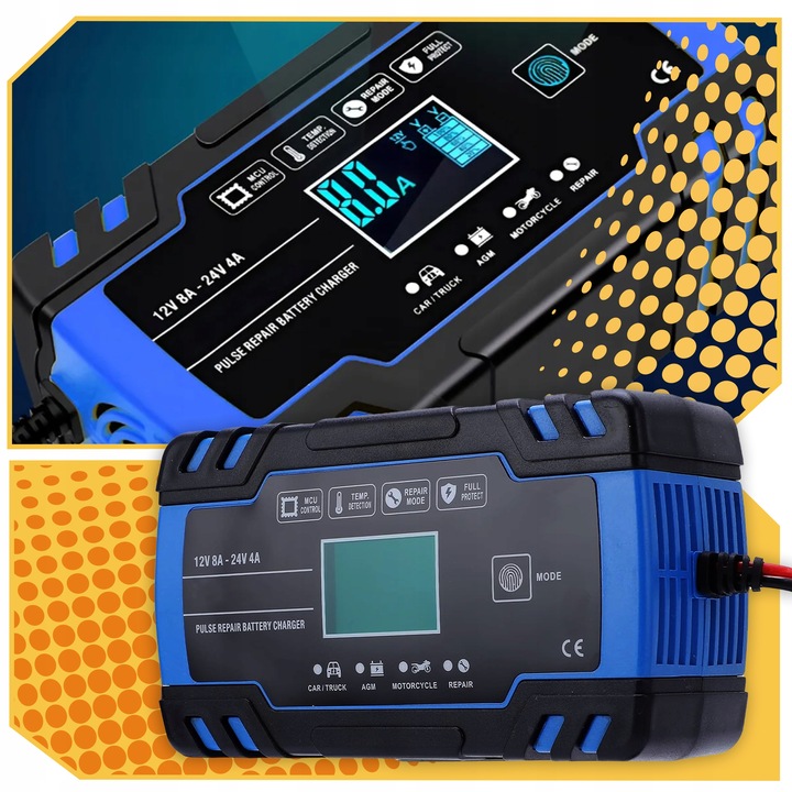 Prostownik AUTOMATYCZNY SAMOCHODOWY FUNKCJA NAPRAWY DO AKUMULATORÓW 12V 24V