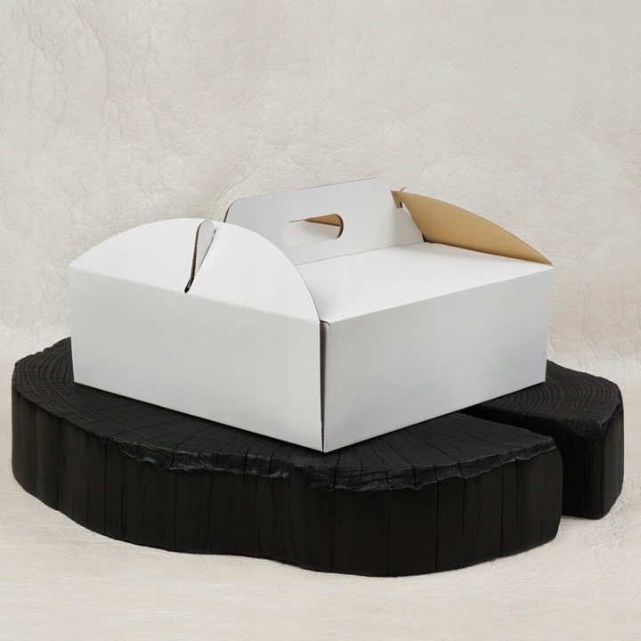Karton opakowanie na tort ciasto 26x26x15 cm BIAŁE pudełko BARDZO MOCNE