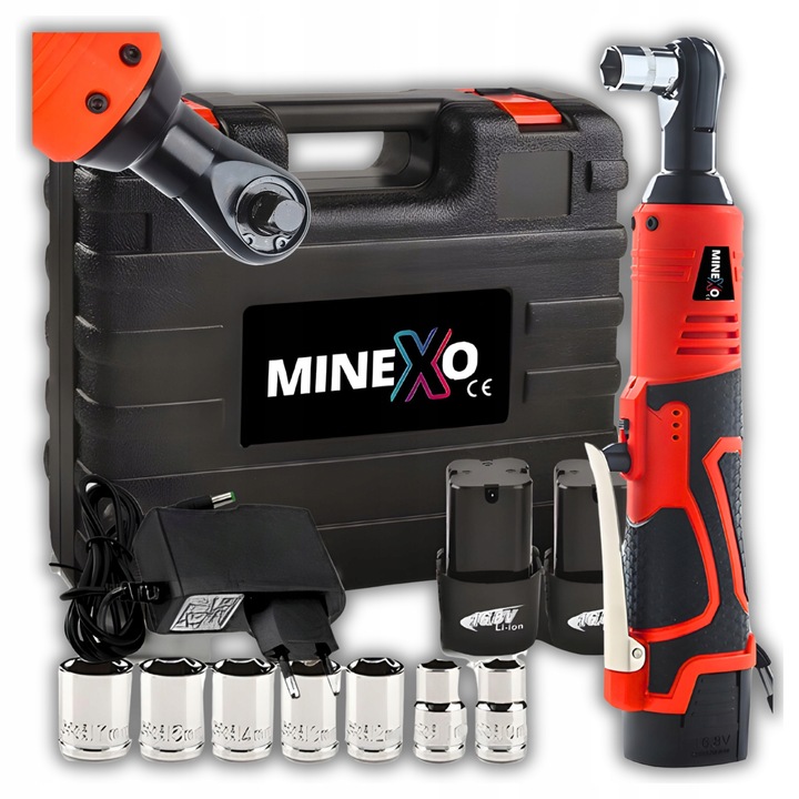 KLUCZ UDAROWY AKUMULATOROWY GRZECHOTKA 16,8V + 2x BATERIA + 7 NASADEK 3/8