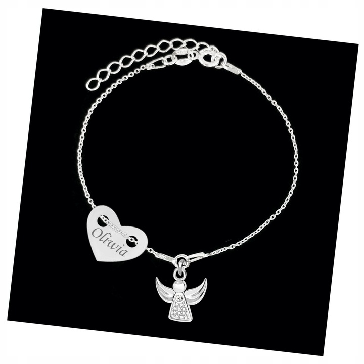 Srebrna Bransoletka KOMUNIA GRAWER CHRZEST 925