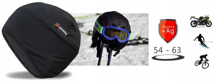 Supercienka TERMOAKTYWNA czapka Soft pod kask z J. srebra. SEZONOWA OBNIŻKA