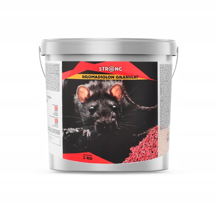 STRONG GRANULAT MOCNA WABIĄCA TRUTKA NA MYSZY SZCZURY BROMADIOLON 3 KG