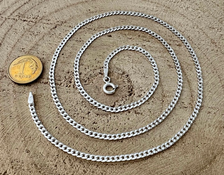 Łańcuszek męski srebrny 925 pancerka 50 cm z blaszką i grawerem na prezent