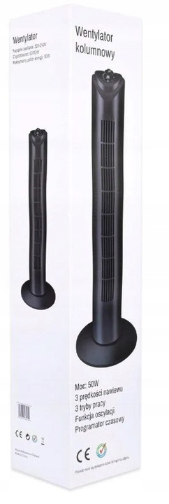 Wentylator kolumnowy podłogowy stojący wiatrak cichy oscylacja timer