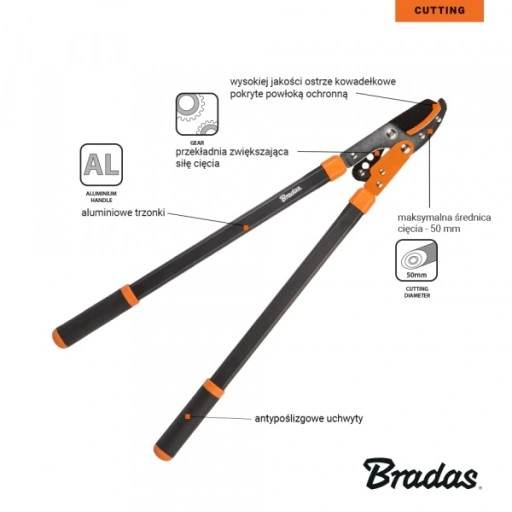 Sekator aluminiowy kowadełkowy do konarów BRADAS