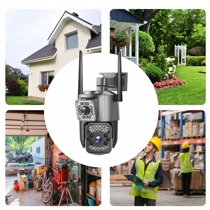 PODWÓJNA ZEWNĘTRZNA KAMERA WIFI 4MPX OBROTOWA BEZPRZEWODOWA QUADHD DETEKCJA