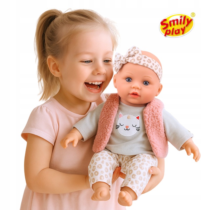 Lalka bobas duża 32 cm interaktywna śpiewa mówi 2 języki PL EN SMILY PLAY